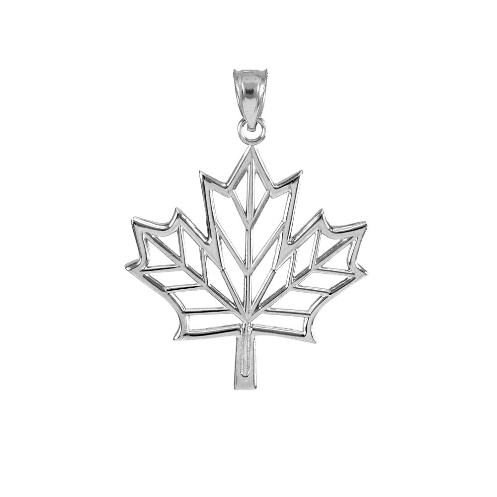 Canada Jewelry Polished 925 Sterling Silver Maple Leaf Open Design Pendant, Silver, No Gemstone