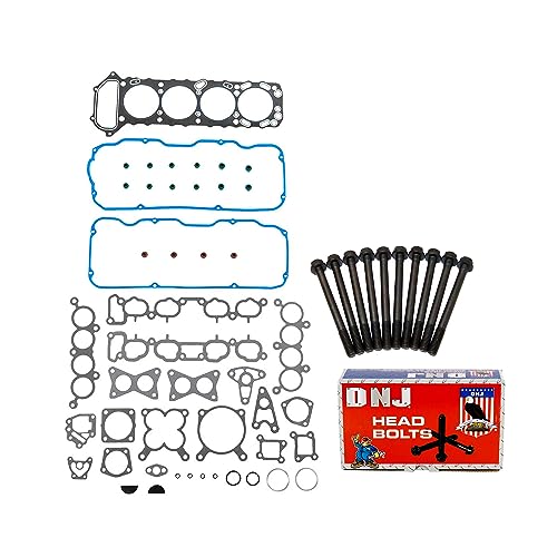 Image of DNJ HGB607 Engine Cylinder Head Gasket Set with Head Bolt Kit, Complete Repair Set for 1989-1995 Nissan 240SX 2.4L 2389cc L4 SOHC