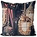 VOID Vintage Lampen Industriell Kissenbezug Kissenhülle Polyester wasserfest Outdoor Indoor, Kissen Größe:40 x 40 cm
