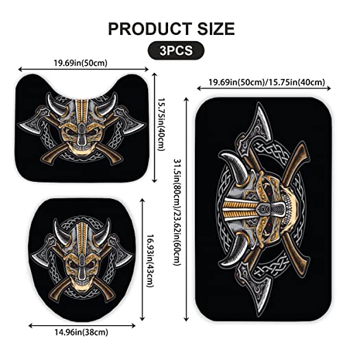 Badteppich Wikinger-Schädel Badematten Mikrofaser Luxus Badezimmerteppich Absorbierend Teppiche Set Wikinger Axt Schwert… – Bild 3