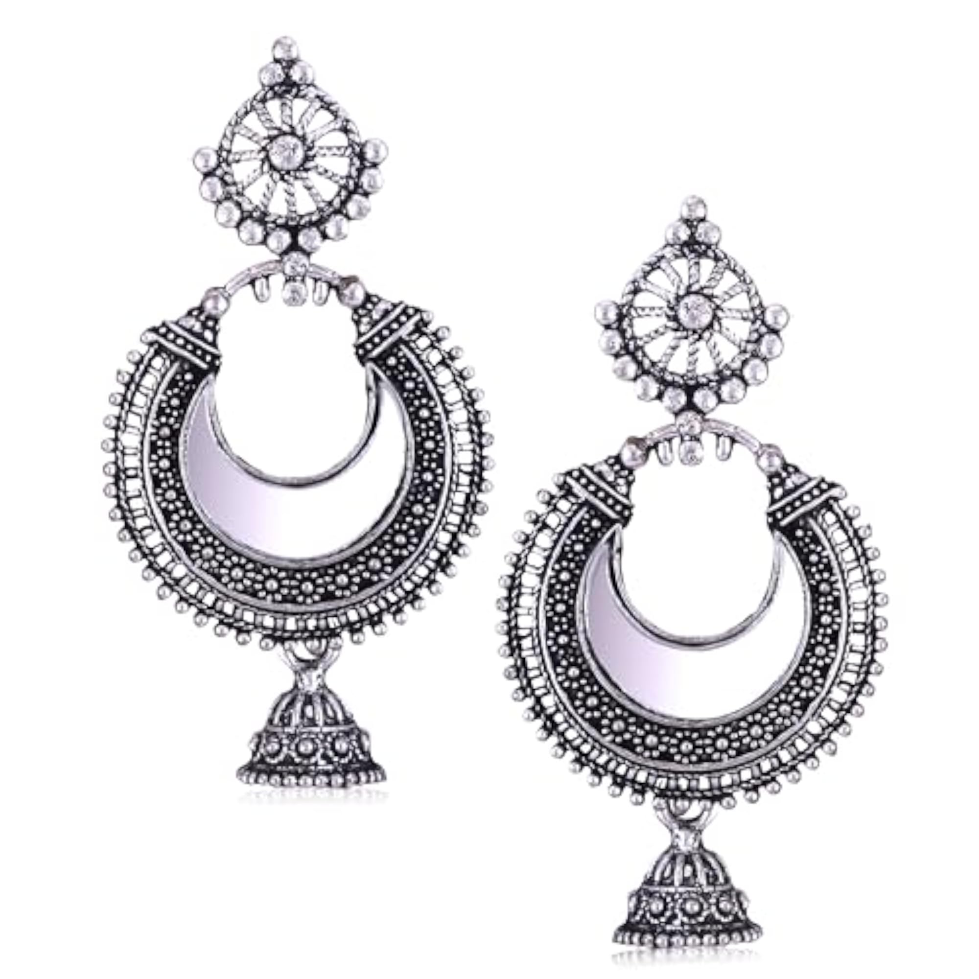 Fashion Oxidised Silver Jhumka Earrings for Women, Combo Set