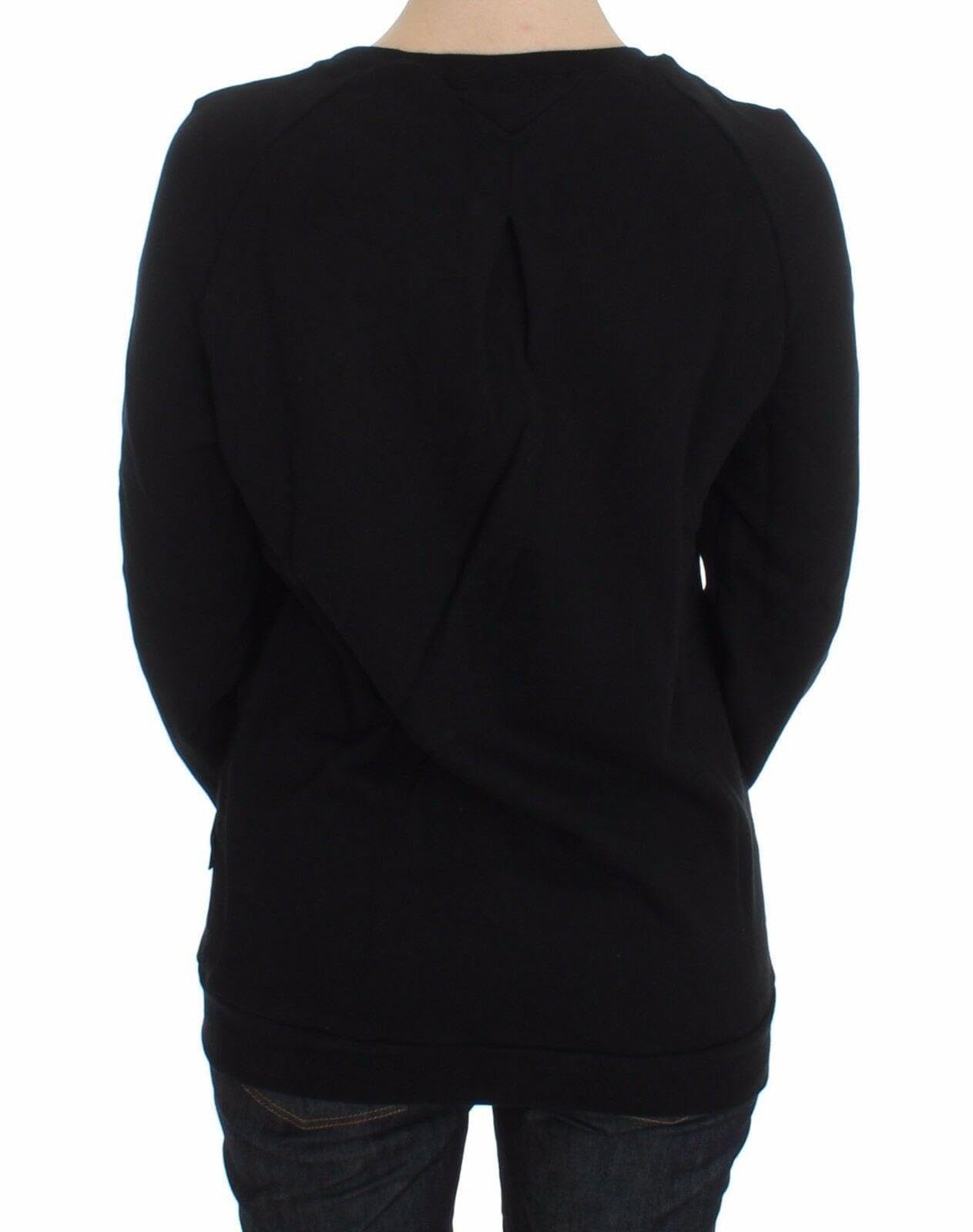 Exte - BEST SELLERS - Black Cotton Motive Print Crewneck Pullover Sweater - IT40|S