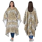 Catalonia Classy Sherpa Poncho Decke Superweiche bequeme Plüsch tragbare Fleecedecke für Erwachsene Frauen Männer Kinder Wickelhülle drinnen oder draußen, 200 x 140 cm, Gepard Muster