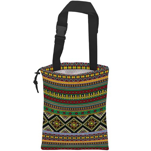 Image of Car Trash Bag Hanging Green Ethnic Style Car Trash Can Waterproof Garbage Bag Hanging for Car Back Seat
