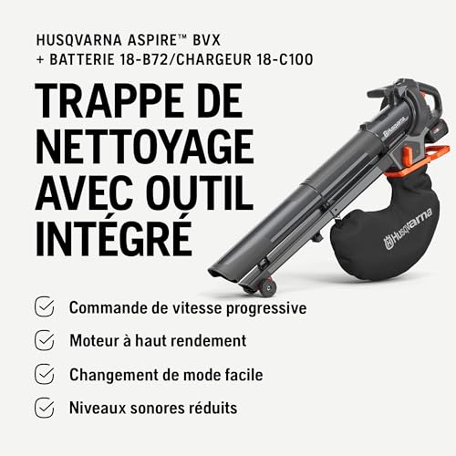 Souffleur de feuilles HUSQVARNA Aspire B8X P4A 18V Batterie 4Ah Faible bruit - vue 4