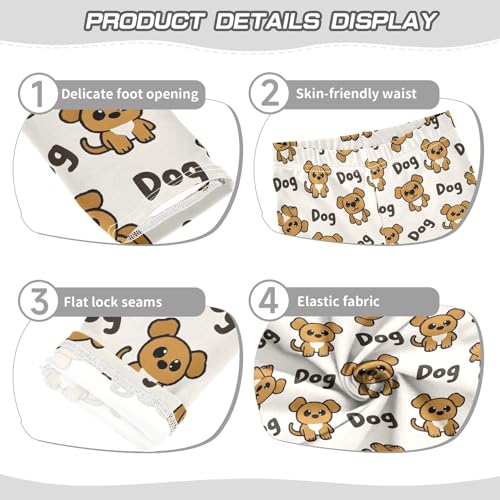 Little Brown Dog Pattern Girls Leggings Soft Comfortable Athletic Leggings Dancing Pants for 4-10 Years3
