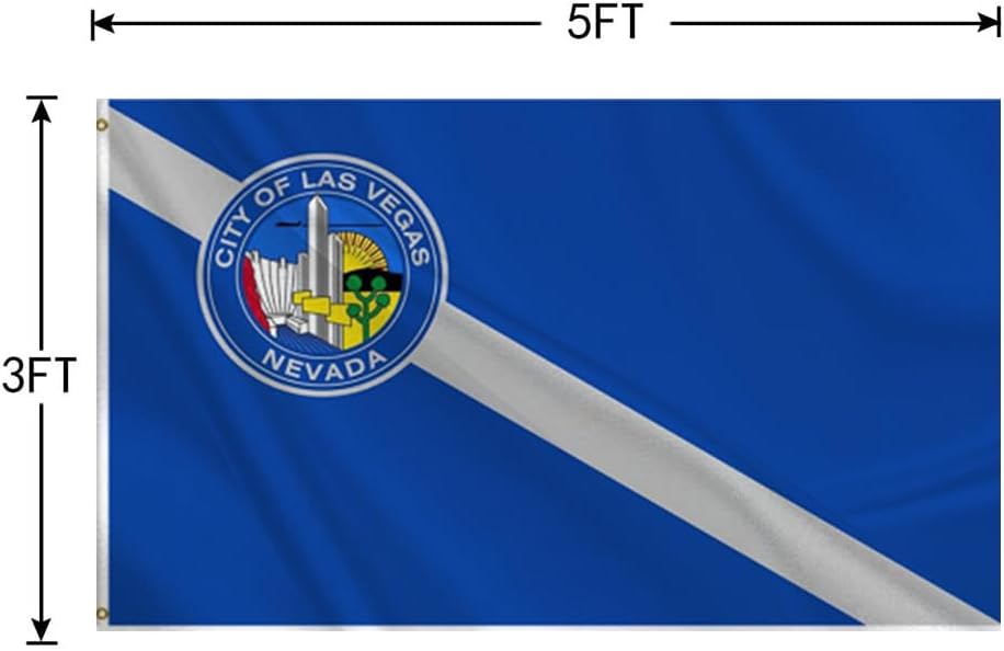 Las Vegas City Flag 3x5FT,Heavy Duty 100D Polyester Flag, Vivid Colors,Flags Banners with 2 Brass Grommets for Indoor Outdoor. (Las Vegas, 3x5ft) - Image 2
