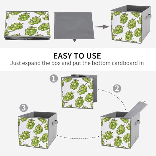 Bacs de rangement pliables imprimé raisins verts pour placard encombré - 5