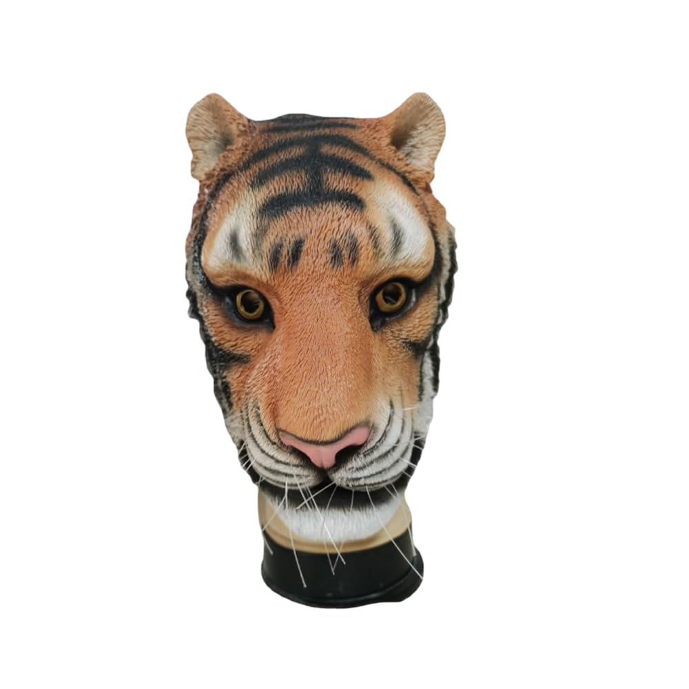 BaronHong Latex Animal Mask Labrador Mask Fancy Dress Adult Headwear Halloween Mannequin Party Costume (Tiger, M)
