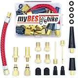 myBESTbike – Set di adattatori per pompa valvola per bicicletta, DV AV SV, compressore pompa pneumatici, valvola Schrader, ago sferico, adattatore in rame per auto