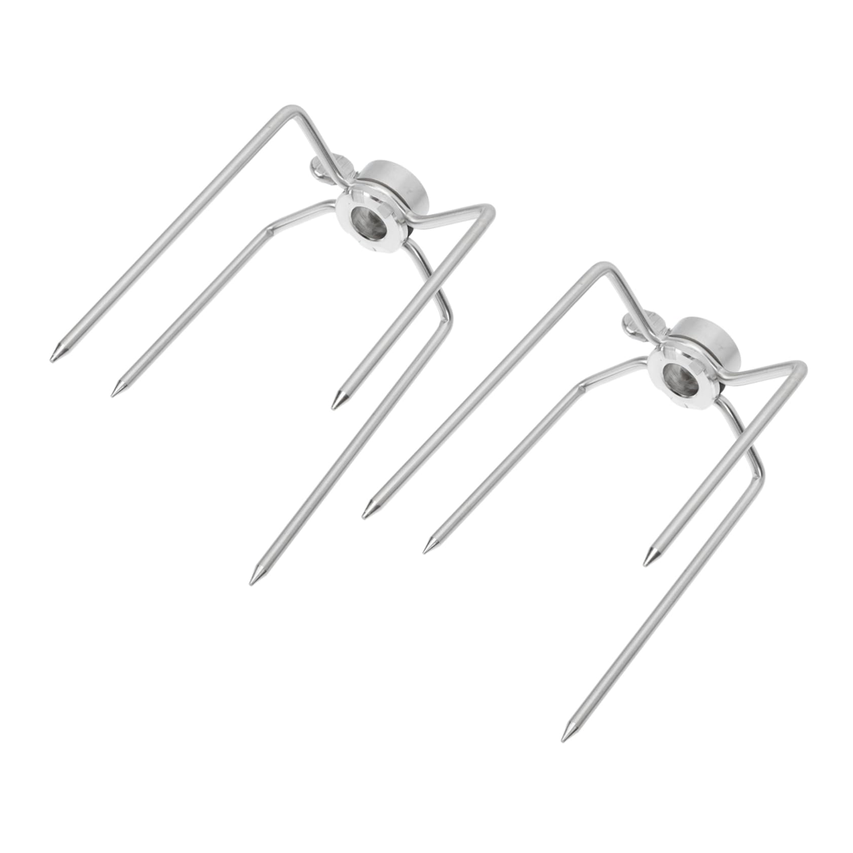 CIYODO 2Pcs Stainless Steel Grill Forks Rotating Roast Chicken Forks for Oven and Outdoor Cooking Durable Kitchen Accessory for Grilled Meat