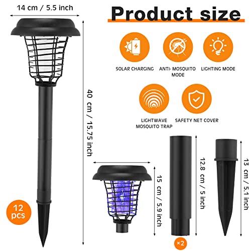 12 Pack Solar Bug Zapper Led Mosquito Killer Outdoor Waterproof Mosquito Zapper Fly Repellent 2 In 1 Mosquito And Insect Zapper Waterproof Solar Mosquito Killer Light For Indoor Outdoor Use #TOP1