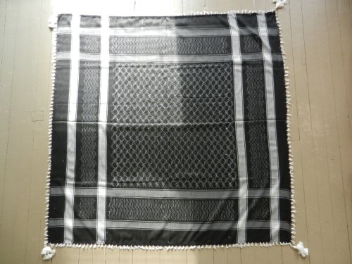Black Arab Shemagh Head Scarf Neck Wrap Authentic Cotton Palestine Arafat BK-WT4