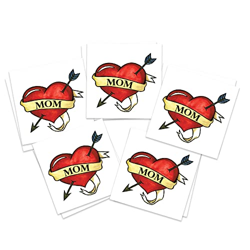 Mom Heart Temporary Tattoo/Pack of 10 / Traditional Tattoo Style/Perfect For Mother's Day/Removable
