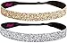Hipsy Adjustable Non Slip Fashion Wide Bling Glitter Headbands for Women Girls & Teens 2-Pack (Silver & Gold)