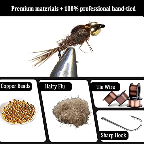 Ievei 61 Pcs Fly Fishing Flies Kit Ultra-Thin Portable Handmade Nymph Scud Midge Flies Kit Assortment With Box Trout Fishing Fly Lures #TOP2