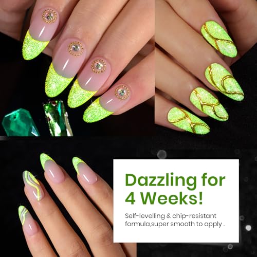 image for beetles Gel Polish Green Glitter Gel Nail Polish 15ml Reflective Nail 