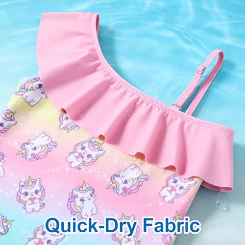 Image of Girls One Piece Swimsuit, Quick Dry Cute Bathing Suit for Kids, Comfortable Swimwear for Beach for 5-12 Years