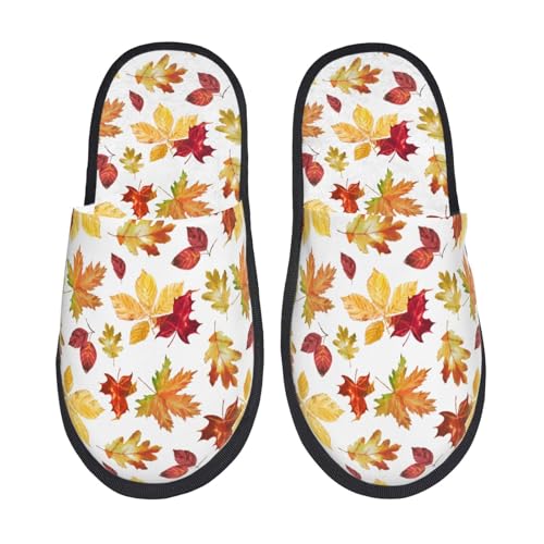 Autumn Leaves Print Women Slippers Home Furry Shoes Keep Men Couples Shoes Warm For Women-
