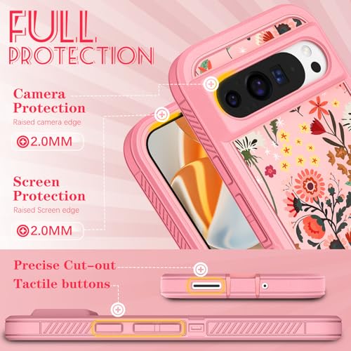 Plakill for Google Pixel 9 Pro XL Case Heavy Duty Protective,Yellow Floral - image 5