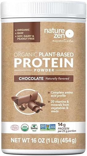 Nature Zen Proteína a base de plantas, sin azúcar y gluten, sin soja ni cacahuetes (arándano-acai, 16 onzas)