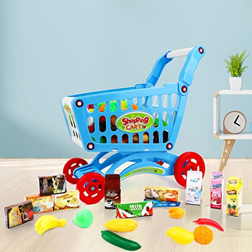 image for deAO Kids Shopping Cart Trolley for Groceries Toddlers 65 Food Fruit V