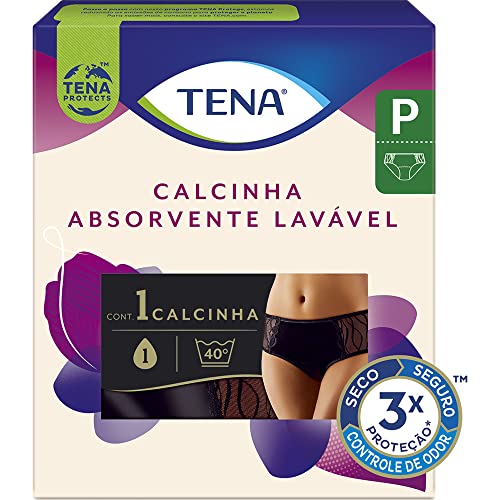 Calcinha Absorvente Tena Lavável para Incontinência Urinária Preta Tamanho P