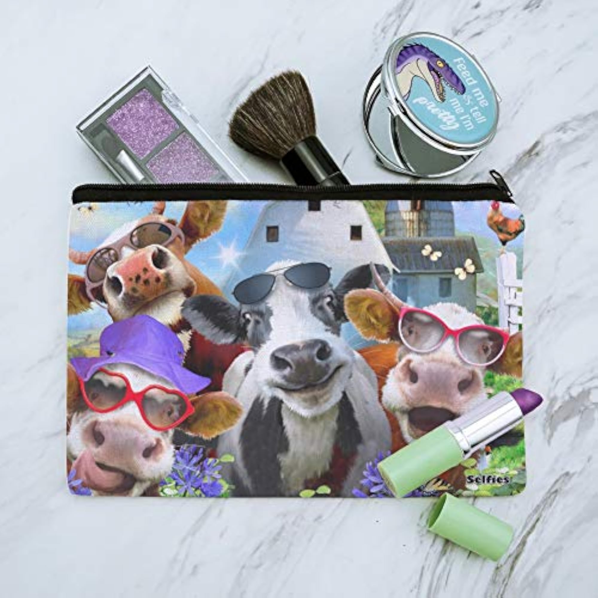 Udderly Cool Cow Makeup Bag, Organizer Pouch