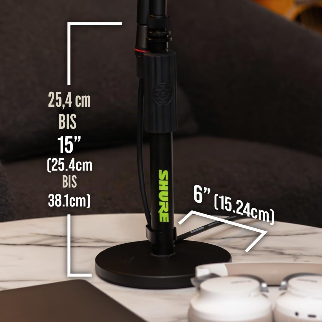 Shure by Gator Höhenverstellbarer Desktop-Mikrofonständer mit 6"-Rundsockel, schwarz (SH-DESKTOP1)