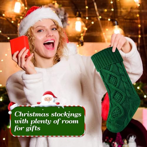 Personalized Stockings Christma, Christmas Stockings, 18 Inches Large Knitted Xmas Stocking for Holiday and Family Stocking for Fireplace Christmas Holiday Party Decoration (White) - Thumbnail 2