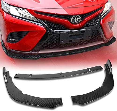 Front Bumper Lip fit for compatible with 2018-2020 Toyota Camry, Front Bumper Lip Spoiler Air Chin Body Kit Splitter Painted Glossy Carbon Fiber ABS, 2019 (SPORT-Style)