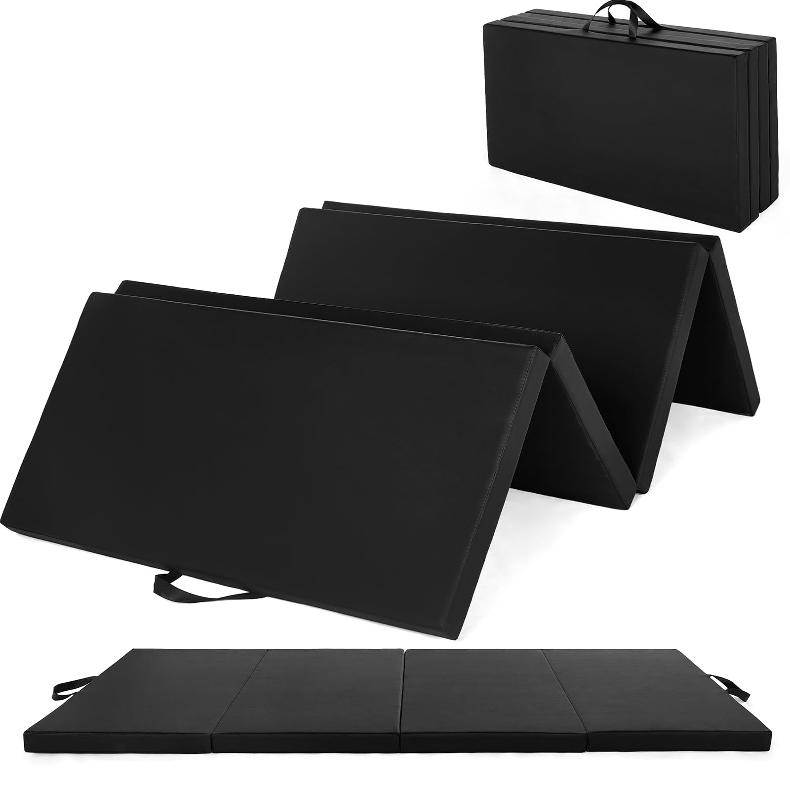 Esterilla plegable para gimnasia (180 x 90 cm, 4 compartimentos), color negro