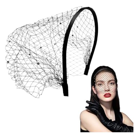 EUPSIIU Black Mesh Veil Headband for Women Cover