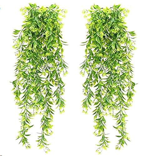 NAHUAA 4 Piezas Plantas Artificiales Colgantes Enredadera Artificial Exterior e Interior Plantas Hiedra Artificial Decoración para Hogar Jardín Pasillo Boda