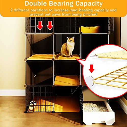 Corralito para gatos con caja de arena higiénica y base móvil 7