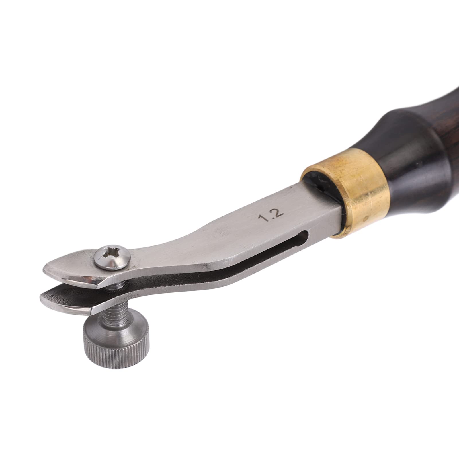 Adjustable Creaser Leather Creaser Tool Mirror Polished Stainless Steel DIY Leather Creaser with Wood Handle for Belts Wallets Bags Holsters Saddles Christmas Gifts (Groove width 1.2mm)