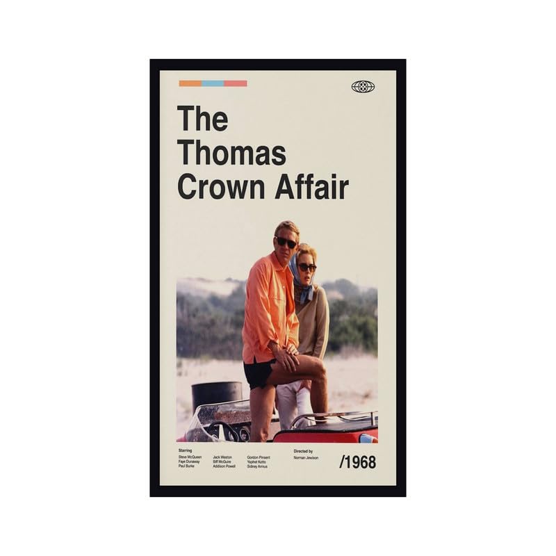 Image of BLINKART The Thomas Crown Movie Poster Frame 8x12 Inch | Premium 300 GSM Paper Wall Print | Mid Century Vintage Film Artwork for Home, Bedroom, Living Room, Office | Framed Photo Decor