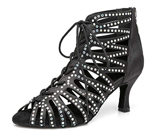 Sandales de danse talons hauts L415 sans douleur avec cristaux salsa