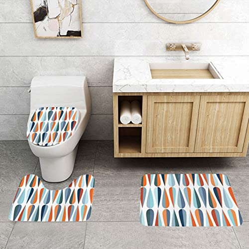 Tapis de salle de bain moderne rétro kit 3 pièces sol sec et sauf - 4