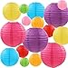 Q&A 16 Lanternes de Papier Colorées (Taille de 4", 6", 8", 10"),Décorations Chinoises/Japonaises en Papier Suspendu pour Lanternes à Boule Lampes