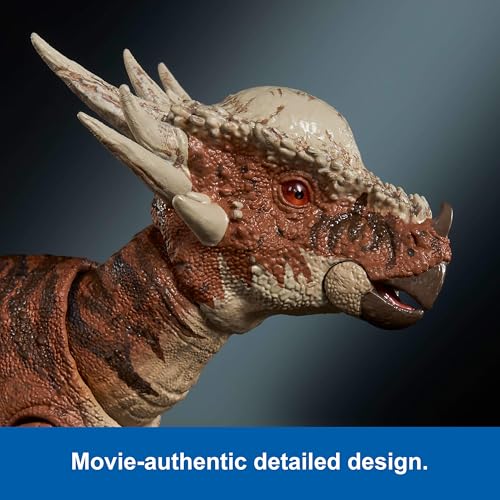 Image of Mattel Jurassic World Hammond Collection Dinosaur Action Figure Toy, Stygimoloch, Premium Movie Design Glass Eyes & 14 Points Articulation