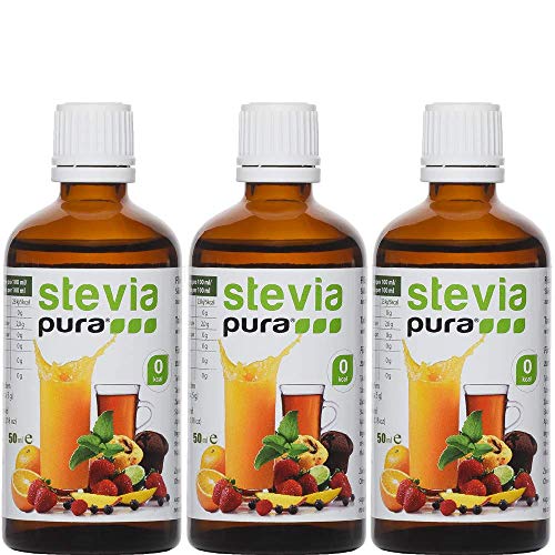 steviapura Stevia Flüssigsüße | Stevia flüssig Tafelsüße | 3 x 50ml | OHNE FRUCTOSE | 0 Kalorien | Vegan | Für Keto Diät + Low Carb Diät geeignet | Für Getränke und Speisen | Alternative zu Zucker Cover
