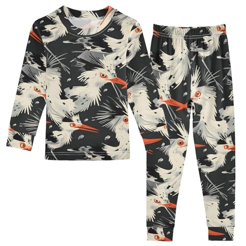 Pajama Sets Long Sleeve Birds with Orange Beaks Flying Soft Comfy Sleepwear 2 Piece PJS 3-8T