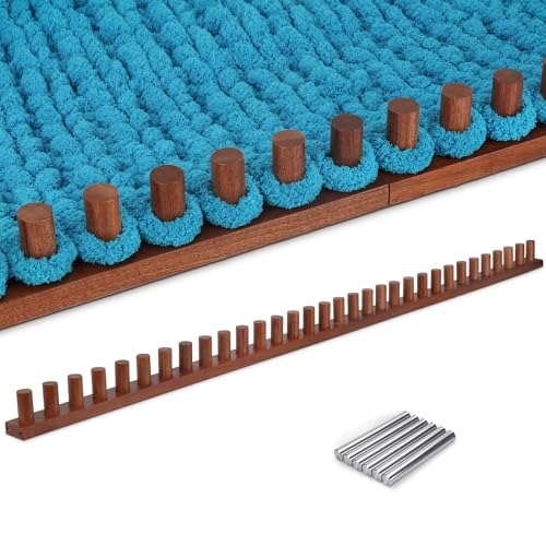 LITURTOO 63" Chunky Yarn Blanket Loom - Loom for DIY Throw Blankets, Adjustable Size Hand Knitting Yarn Chunky