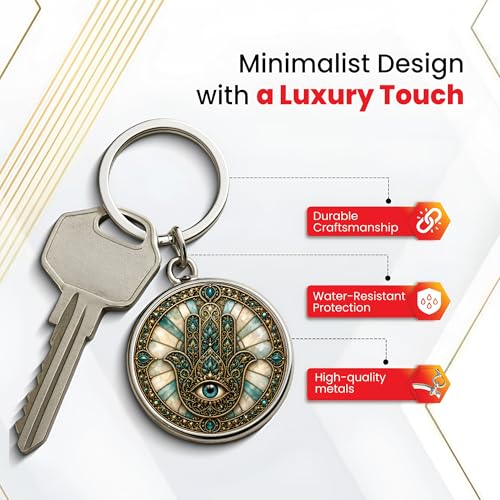 Image of MG | Protective Evil Eye /Spiritual Symbols /Om /Motivational Keychains | Double-Sided Metal Key Ring | Good Luck and devine Charm for Car, Bike, Home & Office