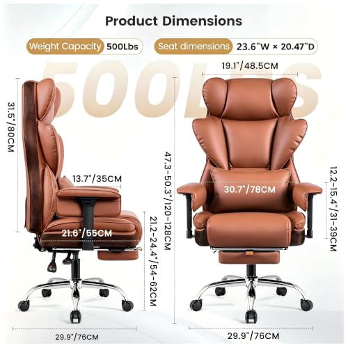 Image of Big and Tall Office Chair 500 lbs, 23.6 inch Wide Seat,PU Leather