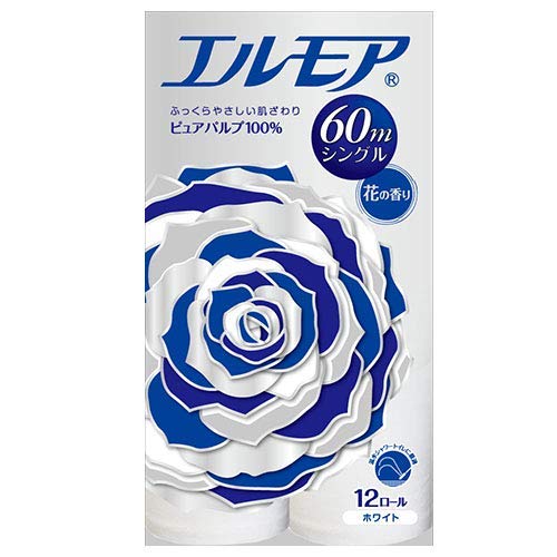カミ商事 エルモア トイレットロール シングル 60m 花の香り 12ロール×8パック入