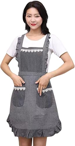 Bonito delantal para mujer con bolsillos, cómodo delantal de cocina, perfecto para cafetería, hornear, jardinería, cocinar.