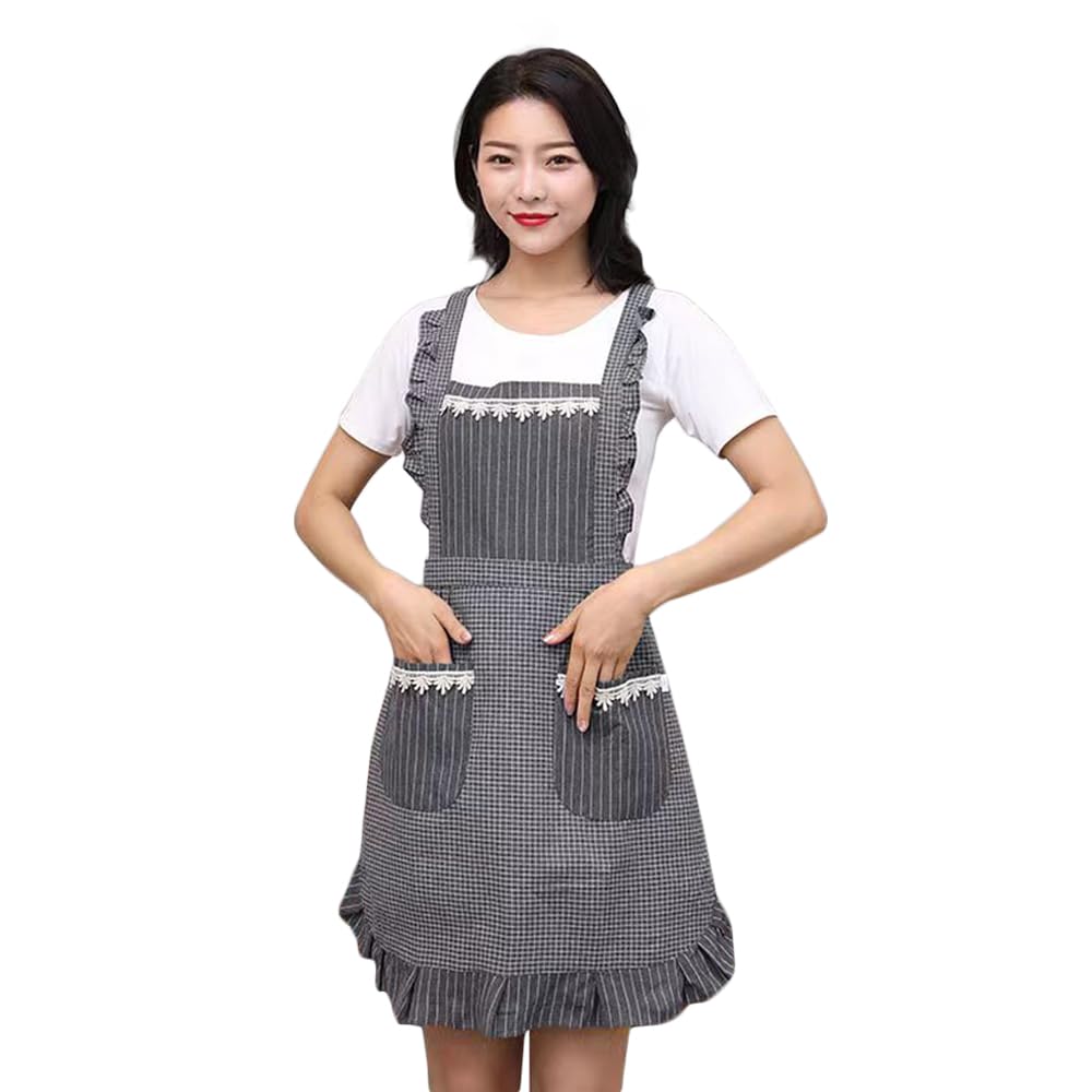 Cute Apron for Women with Pockets, Comfortable Kitchen Apron, Perfect for Cafe Shop, Baking, Gardening, Cooking.