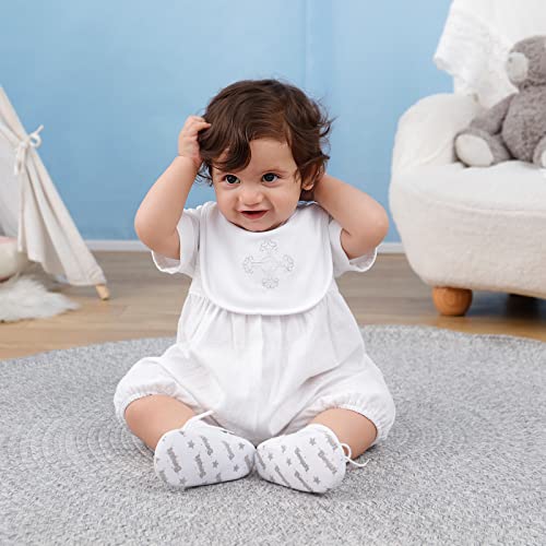 Alternative view of Booulfi Christening Outfits for Boys with Cross Embroidery Baby Cotton Bib and White Christening Sock Set